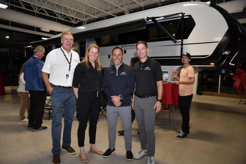 Left to right: Owasco RV's Bob Verway, Amy Verway, Brinkley RV reps Eric Obregon, and Tim Koontz.