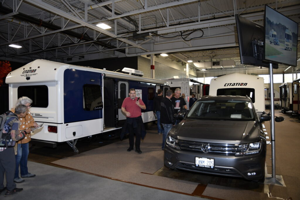 Andy Thomson, from Can-Am RV Centre, diaplayed the Airstream, Alto, General Coach, Gulf Stream Coach and Lance Camper.