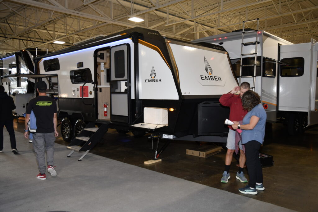 Layzee Acres RV displayed trailers from Brinkley RV, Ember RV, Flagstaff, Grand Design RV, Highland Ridge, Keystone RV, and Winnebago Towables.