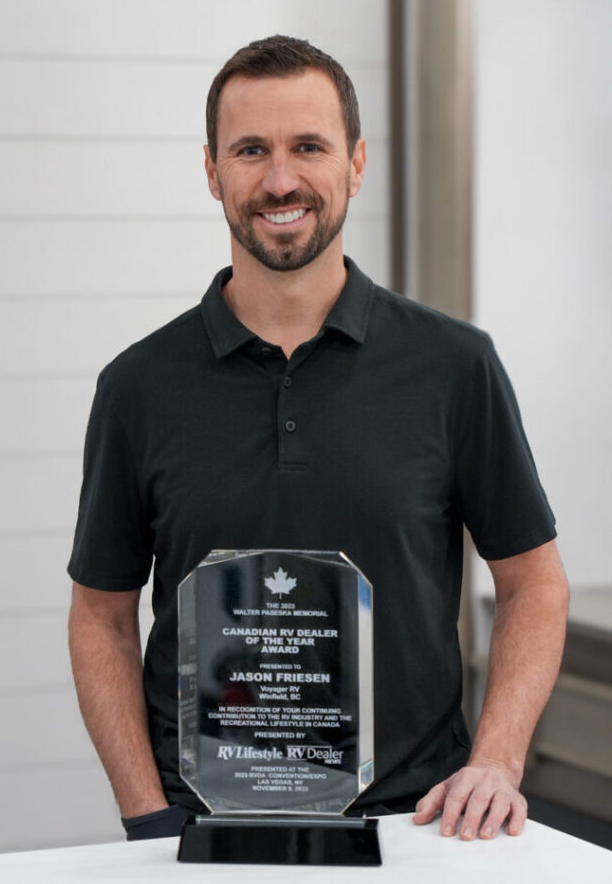 Jason Friesen, Voyager RV, Winfield B.C. - the 2023 Canadian RV Dealer of the Year.