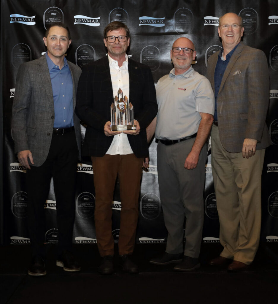 Bucars RV was recently awarded the Diamond Service Award from Newmar, a leading RV manufacturer. L to R: Casey Tubman (President of Newmar), Jeff Redmond (Owner of Bucars), David Westhaver (General Manager of Bucars) and Matt Utley (VP of Service & Facilities Development at Newmar).