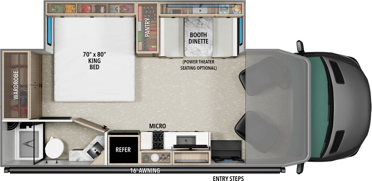 Lineage Series M by Grand Design RV is a feature rich class C motorhome - this is the interior floorplan.