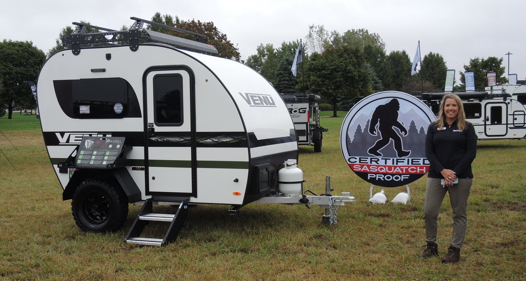 Nicole Handy of Encore RV showed us the "Sasquatch Approved" Venu travel trailer...