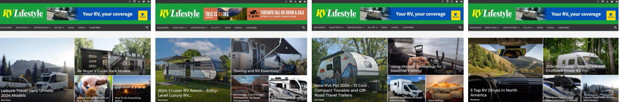 RV Lifestyle Magazine website - averaging 3 million page views per month in 2024.