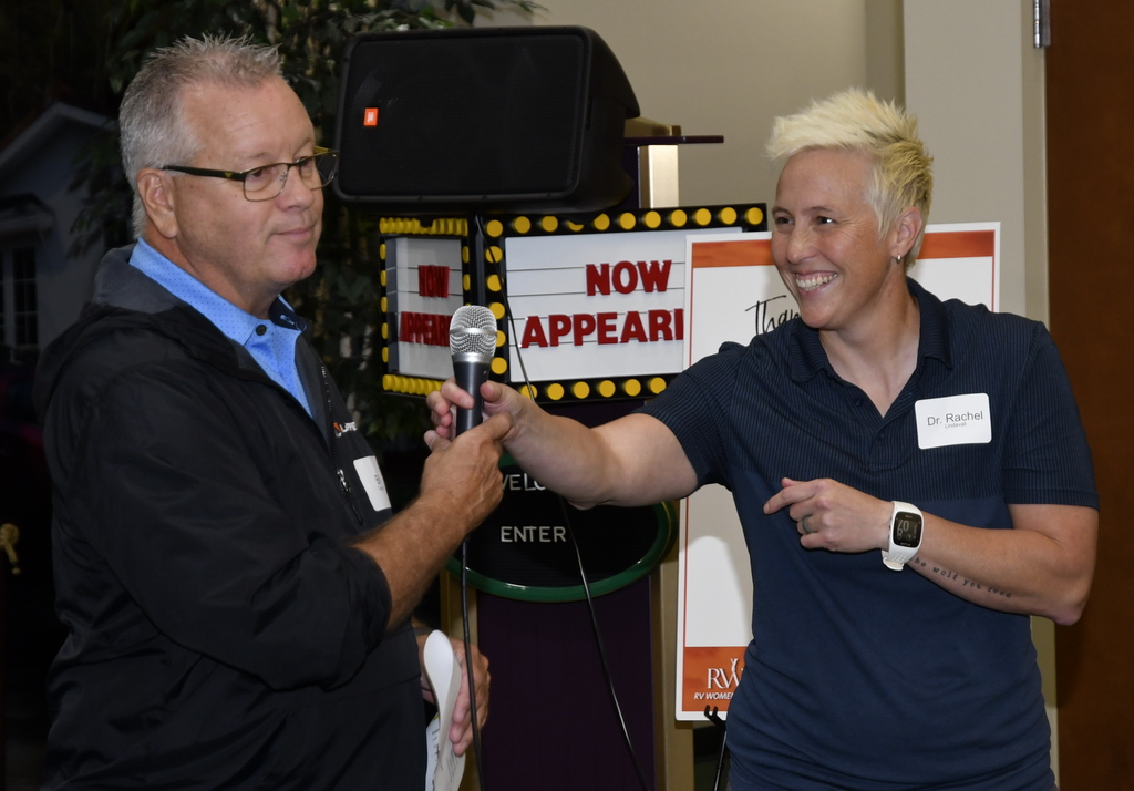 Bill Coughlin and Dr. Rachel Lindvall keynote presenters at the RVWA Breakfast in Elkhart, September 24, 2024.