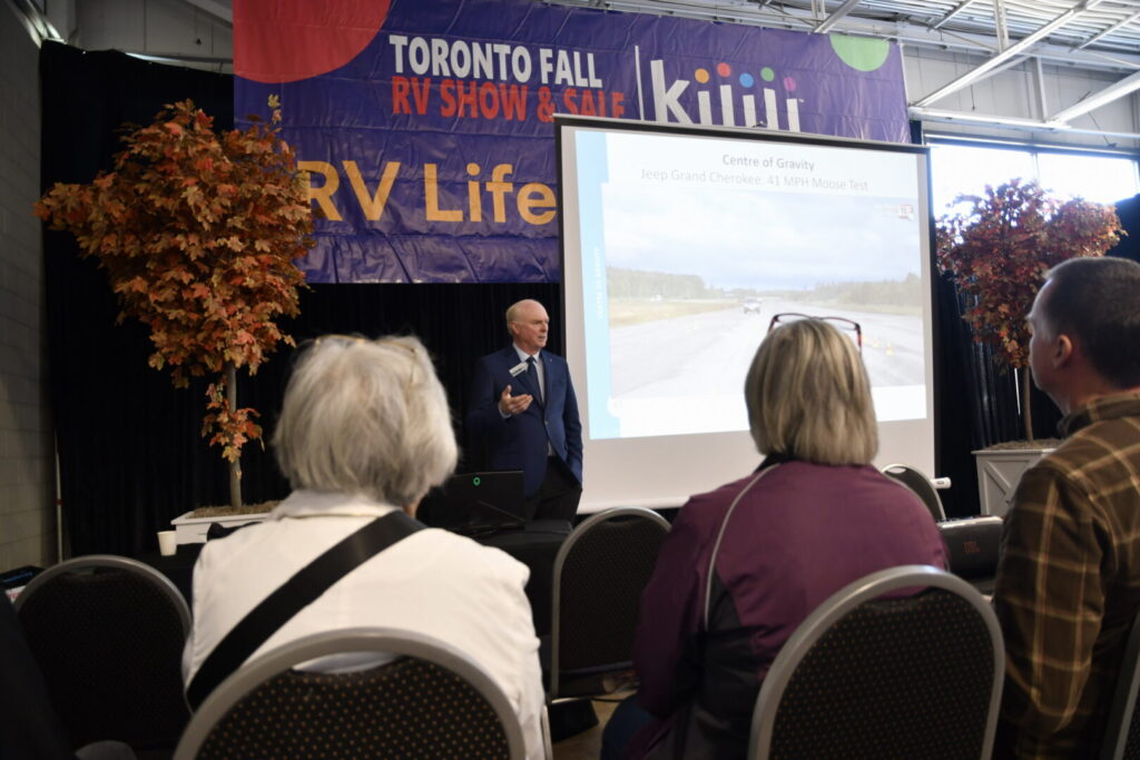 Andy Thomson's "Hitch Hints" presentation is an RV show highlight.