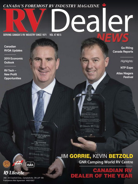 RV Dealer News Cover - Jim Gorrie and Kevin Betzold