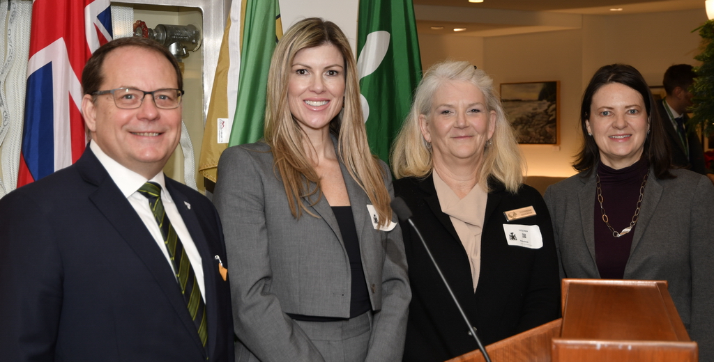 Outdoor Hospitality Day at Queen's Park - left to right: Mike Schreiner, Leader of the Green Party of Ontario and MPP for Guelph; Natalie Conway , Executive Director of ORVDA; Alexandra Anderson Executive Director of Camping in Ontario; and Stephanie Bowman, Ontario Liberal Party MPP for Don Valley West.