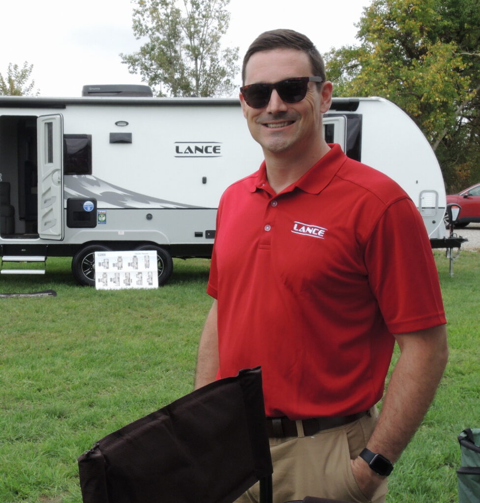 Jim Waters shows the 2024 Lance Camper line at Elkhart Dealer Days.