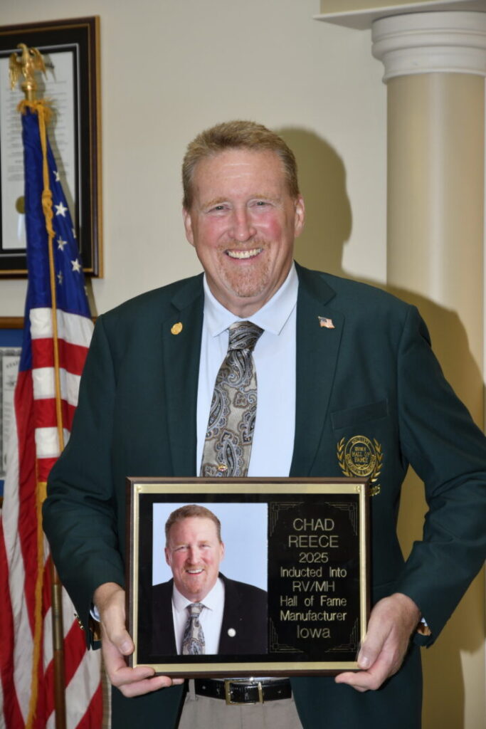 Chad Reece, Winnebago Industries, was inducted into the RV/MH Hall of Fame, Class of 2025.
