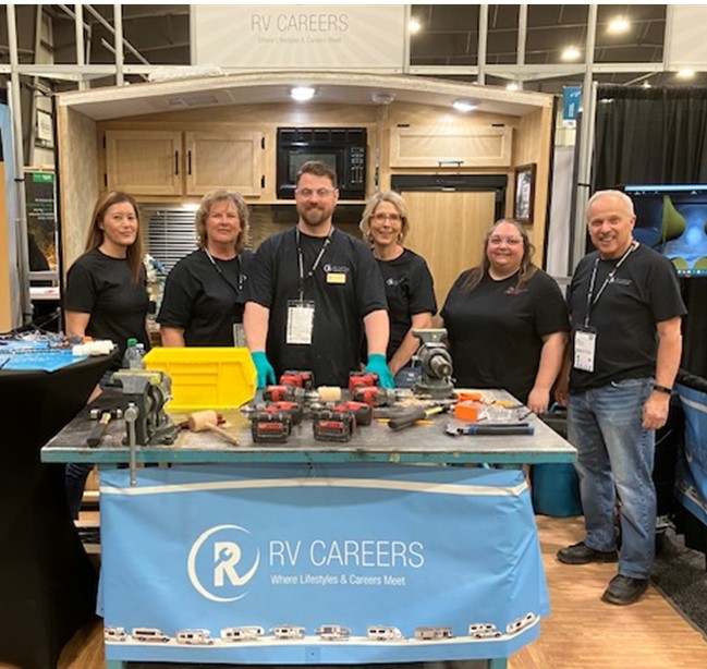 RVDA of Canada RV Careers booth at the Skills Canada National Competition was supported by dedicated volunteers from Affordable Trailer Sales, RVDA of SK, SAIT, and Village RV.