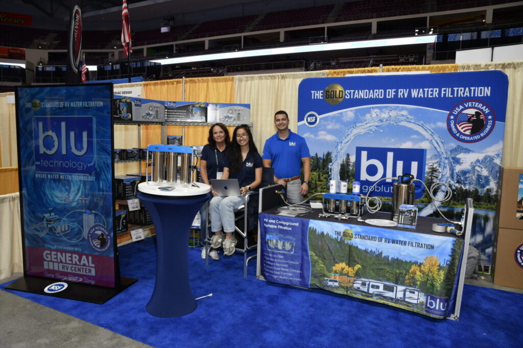 BluTech of Kalamazoo, MI, displayed their full line of RV water filtration products - check these out at https://goblutech.com/