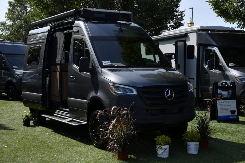 With van life booming across North America, Winnebago displayed their full line of Class B motorhomes, including the popular Tra Revel, Travato, Solis, Ekko and other lines.