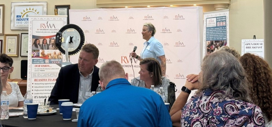 Dr. Rachel Lindvall, Senior Inclusion Business Partner, Winnebago Industries, presented a very special program at this years' RVWA breakfast at the RV Hall of Fame. Photo courtesy Shane Devenish.