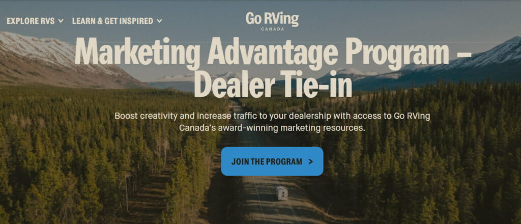 Go RVing Canada Marketing Advantage Program - Dealer Tie-In