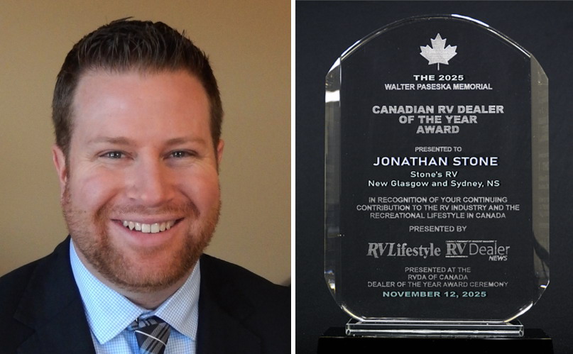 Jonathan Stone, Stone's RV, New Glasgow and Sydney, Nova Scotia, the 2025 Canadian RV Dealer of the Year.