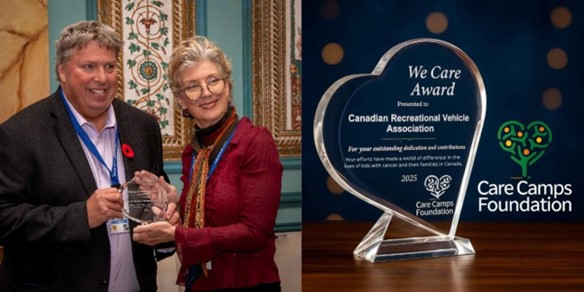 CRVA Honoured with We Care Corporate Award from Care Camps Foundation Shane Devenish from CRVA accepts the Care Camps We Care Award from Gwynn Sullivan, Executive Director of Care Camps Foundation