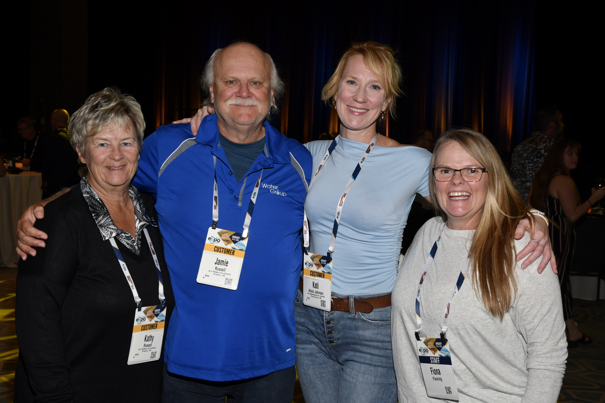 Kathy and Jamie Russell from JR Mobile RV Service, Katie Allain Johnson from Peterborough RV, and Fiona Fleming from NTP-Stag Canada.