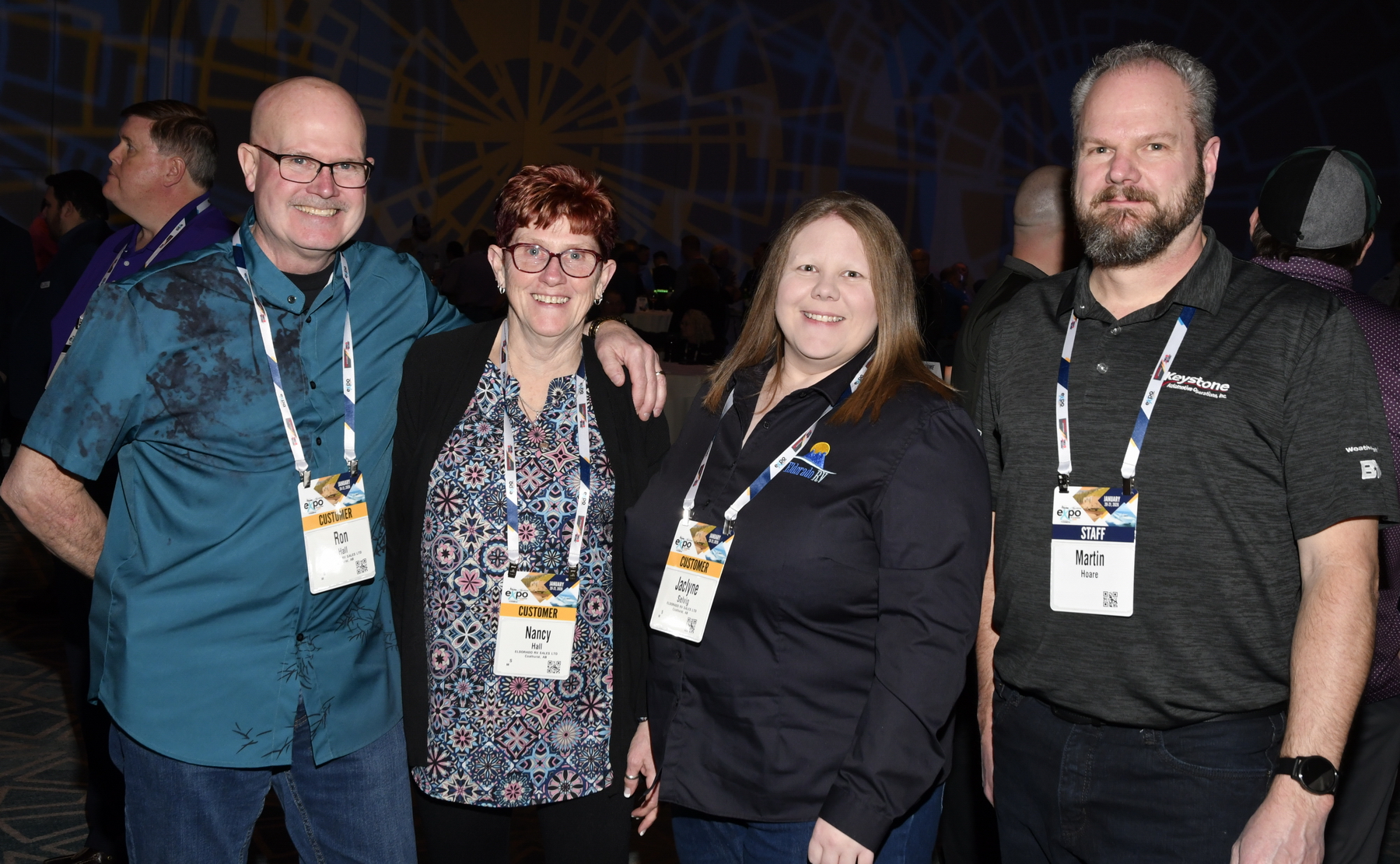 Ron and Nancy Hall, and Jaclyn Selvig from El Dorado RV, Coalhurst Alberta, with their NTP-Stag Canada rep Martin Hoare, at the NTP-Stag SeaWide Expo in Orlando.