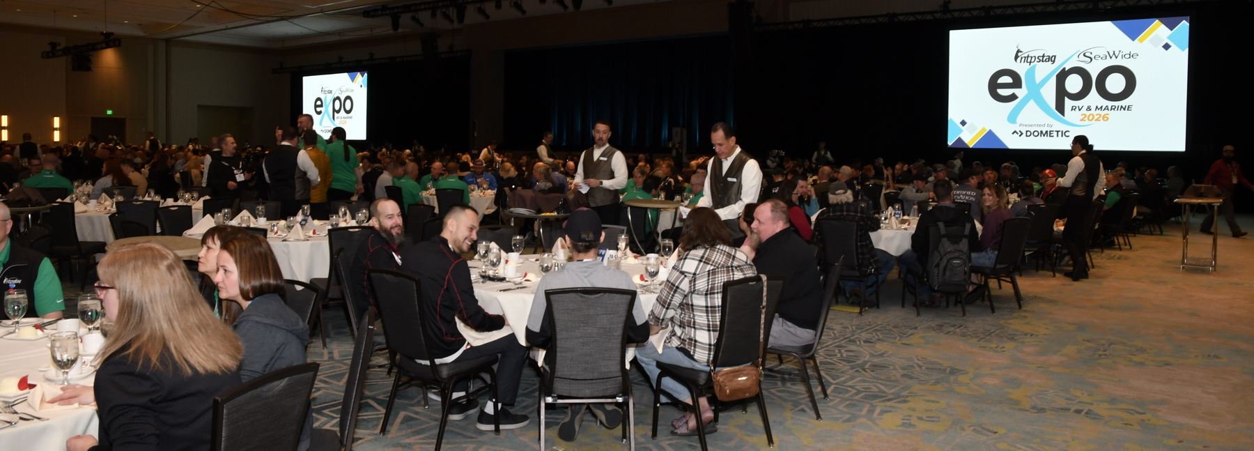 The Tuesday lunch presentation at the NTP-Stag Seawide Expo featured Bill Rogers, who provided a "State of the RV and Marine Market" report.