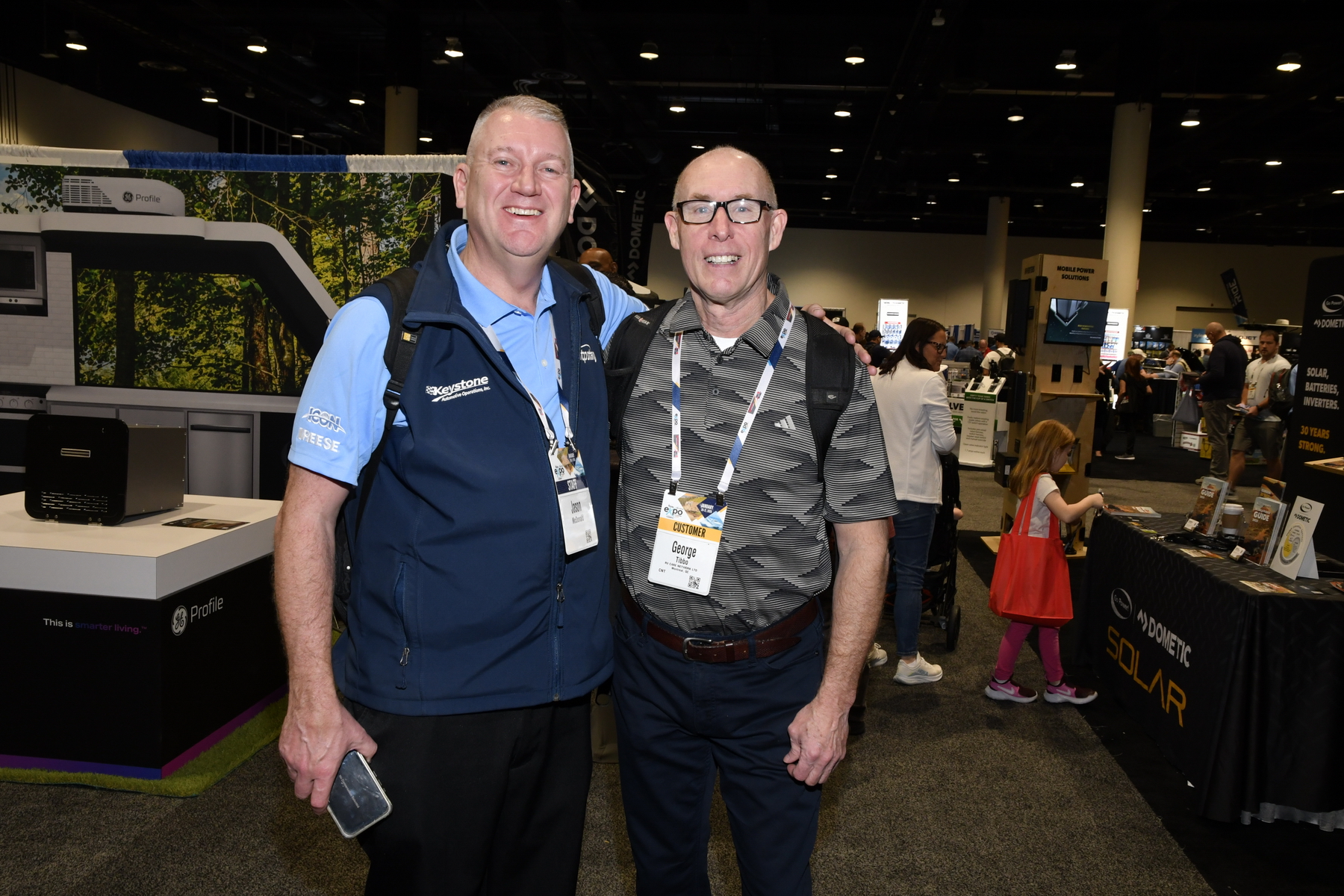 Jason McDonald from NTP-Stag SeaWide Canada and George Tibbo from the RV Care Network at the NTP-Stag SeaWide Expo in Orlando.