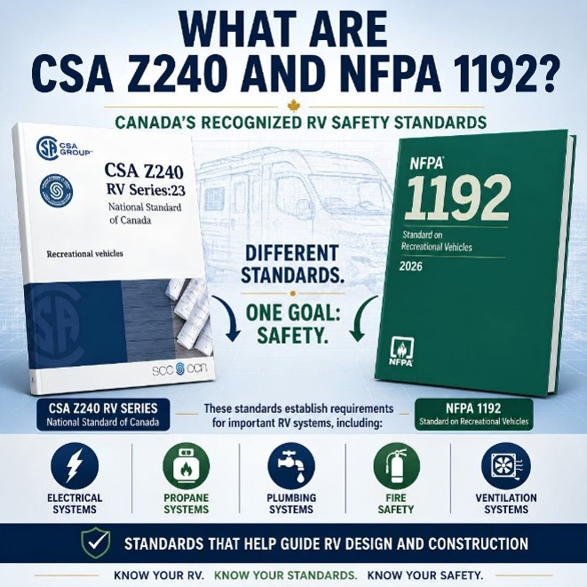 CRVA continues to play a role in the development and maintenance of the CSA Z240 RV Series, CSA Z241 Park Model Trailer, and NFPA 1192 in the United States.