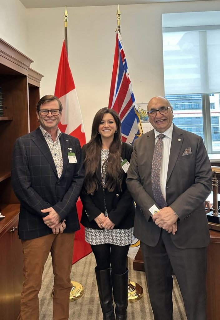 Left: Bill Redmond, RVDA of Canada, Centre: Cara Csizmadia, CCRVC, and the Honourable Gurbux Saini, Liberal MP for Fleetwood-Port Kells, BC.