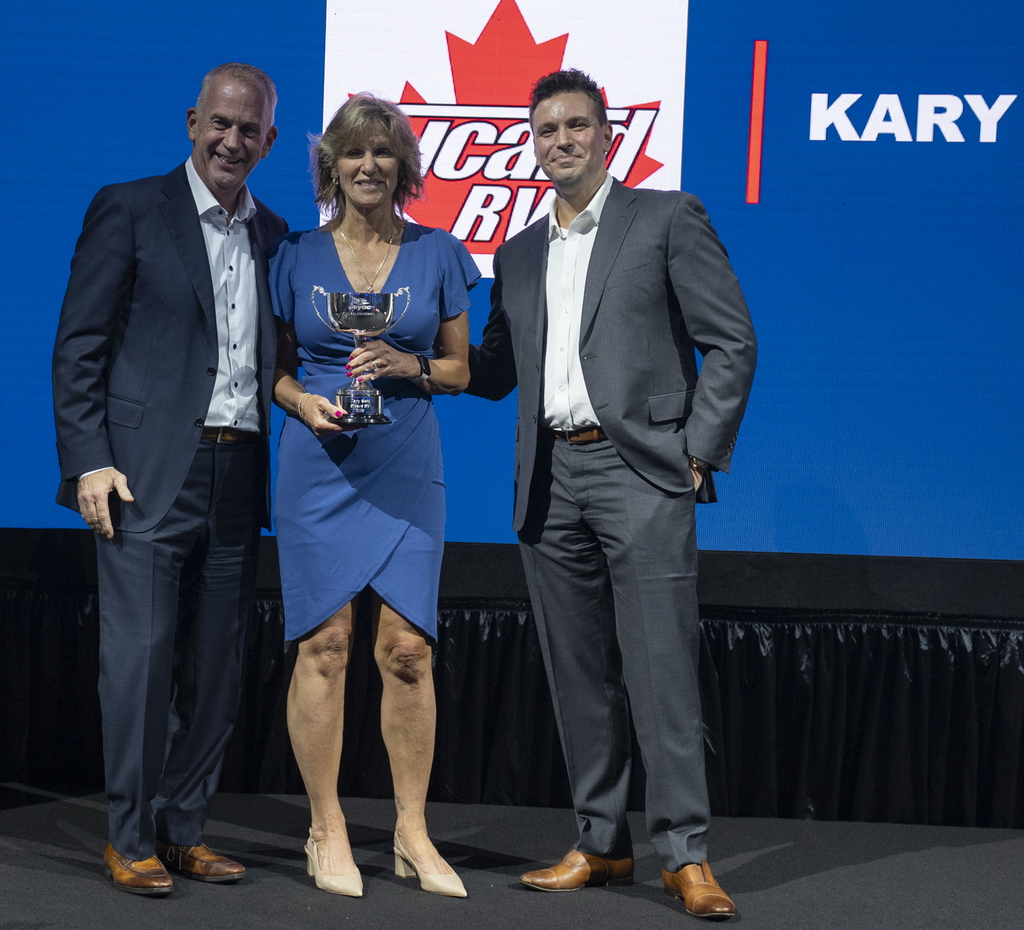 The #1 Top Selling Jayco Dealer Salesperson Award was presented to Kary Sehl, Sicard RV.