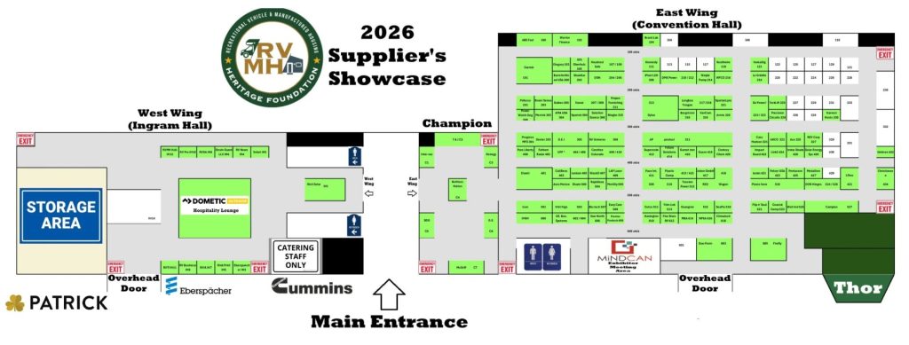 The 2026 RV Supplier Show will be held September 18 - 20, 2026 at the RV / MH Hall of Fame exhibit facility in Elkhart, IN.