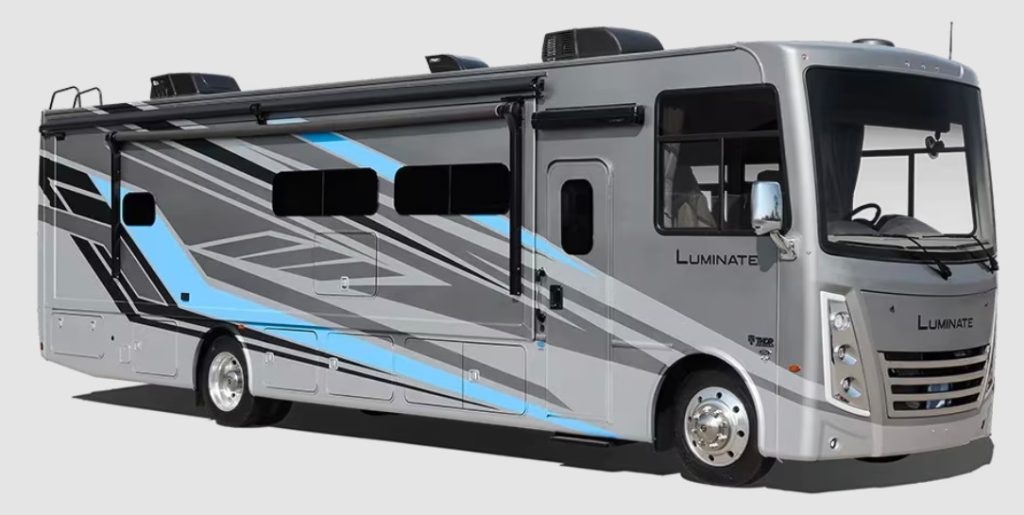 2027 THOR Motor Coach Luminate 3Q AA35 Class A Motorhome in Blue Haven paint scheme.