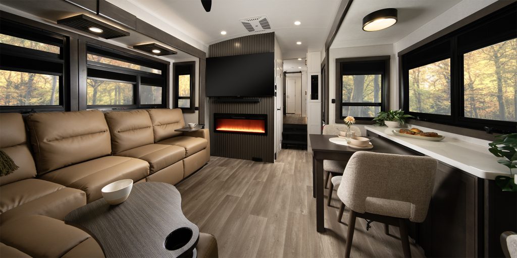 2027 DRV Mobile Suites fifth wheel trailer - interior view.