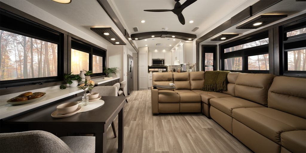 2027 DRV Mobile Suites fifth wheel trailer - interior view - front to back.