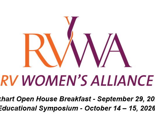 RVWA Educational Symposium – Learn, connect, and get inspired! RV Women's Alliance - Educational Symposium October 14 - 15, 2026 and Elkhart Open House Breakfast, September 29, 2026.