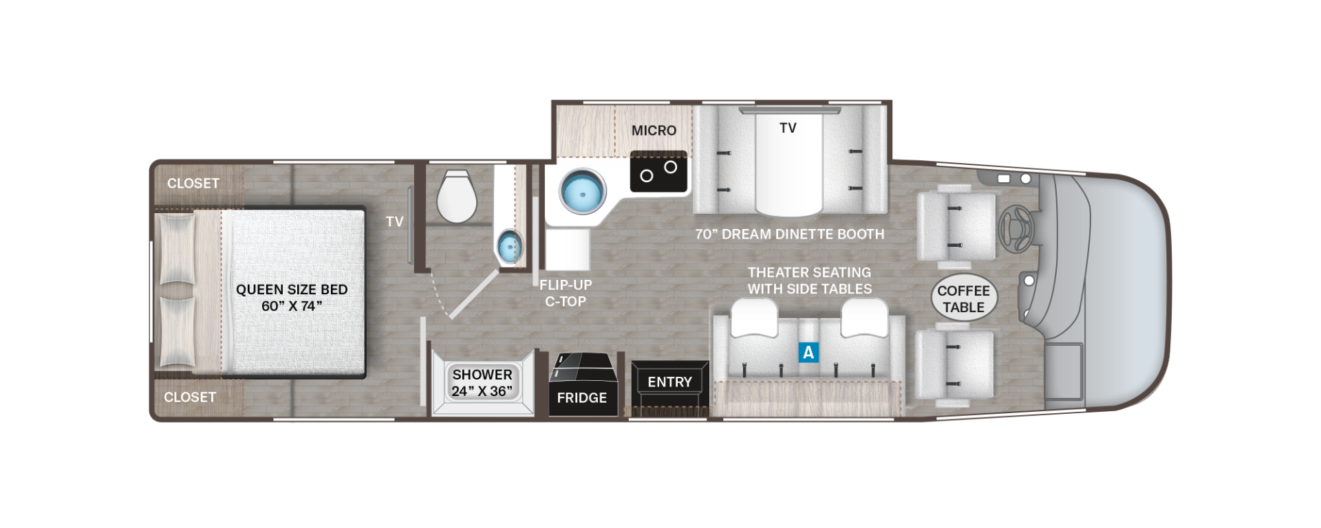 2027 Thor Motor Coach 28' Vegas motorhome, interior floorplan.