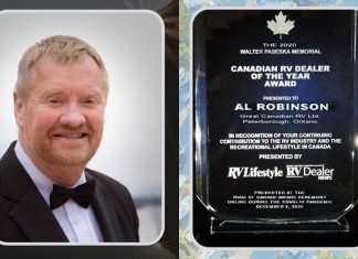 Al Robinson 2020 Canadian RV Dealer of the Year Award
