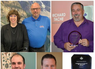 2025 Canadian RV Dealer of the Year – The Nominees are… Nominees for the 2025 Canadian RV Dealer of the Year Award - top left: Marco & Mylaine Boudreault,, top right: Richard Tache, bottom left: Travis Bromley, bottom right: Jonathan Stone.