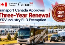 Transport Canada Approves Three-Year Renewal of RV Industry ELD Exemption Transport Canada has officially approved a three-year renewal of the Driveaway-Towaway Electronic Logging Device (ELD) Exemption, originally granted on October 19, 2023.
